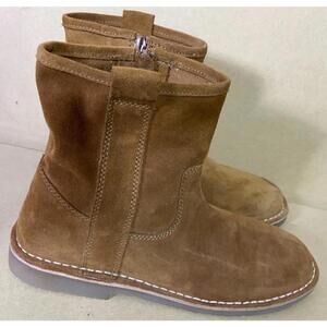 Zara Women's Suede Chunky Platform Winter Ankle Boots Tan Sherpa Size 38 (5.5) 5